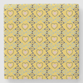 Mexikanska Talavera Rosa Hearts Blue Gult Stenunderlägg