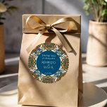 Mexikanska Talavera teal elegant bröllop till förm Runt Klistermärke<br><div class="desc">Mexikanska Talavera terracotta teal colorful elegant bröllop tack vare klistermärken,  färgstarka talavera tack vare klistermärken talavera.</div>