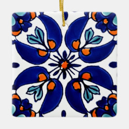 Mexikanska Talavera Terracotta Tile Design No 1 Julgransprydnad Keramik