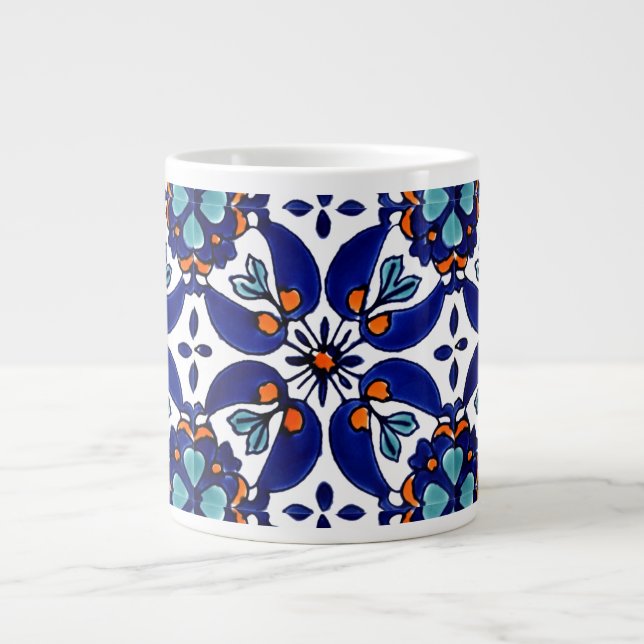 Mexikanska Talavera Terracotta Tile Design No 1 Jumbo Mugg (Framsidan)