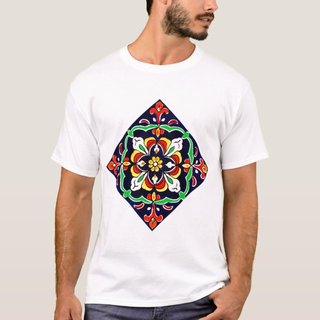 Mexikanska Talavera Terracotta Tile Design No. 2 T Shirt (Framsida)