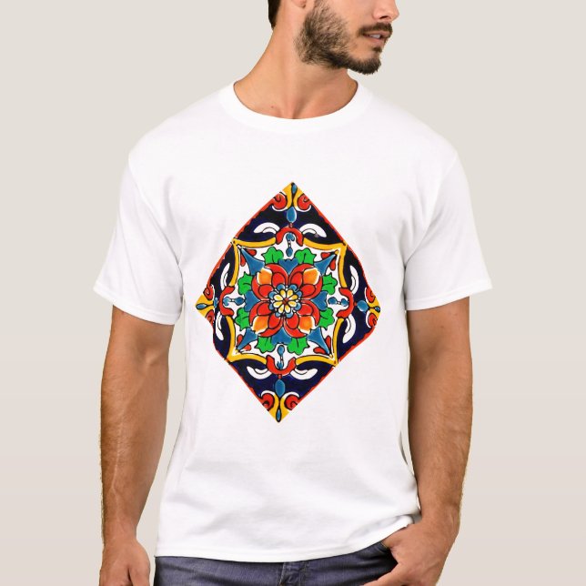 Mexikanska Talavera Terracotta Tile Design No 5 T Shirt (Framsida)