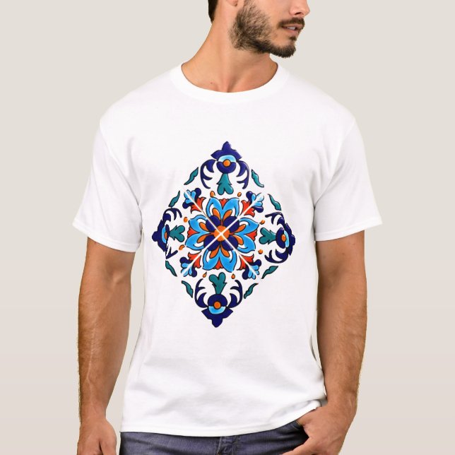 Mexikanska Talavera Terracotta Tile Design No 9 T Shirt (Framsida)