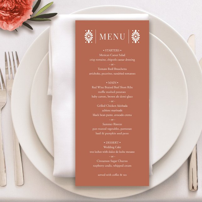 Mexikanska Terra Cotta Bröllop Menu Program (Mexican Terra Cotta Wedding Menu)