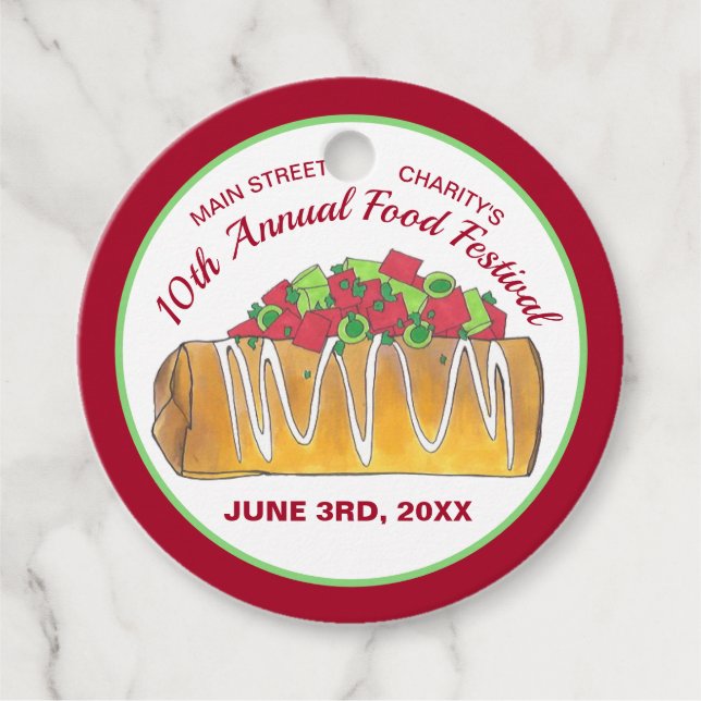 Mexikanska Tex Mex Food Festival Chimichanga Gåvor Etiketter (Framsida)