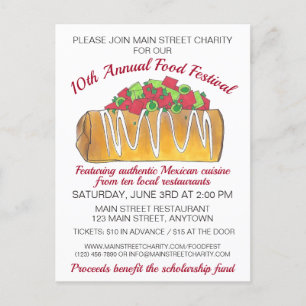 Mexikanska Tex Mex Food Festival Chimichanga Inbjudan Vykort