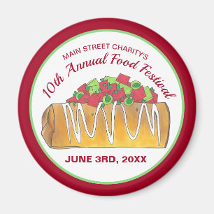 Mexikanska Tex Mex Food Festival Chimichanga Magnet