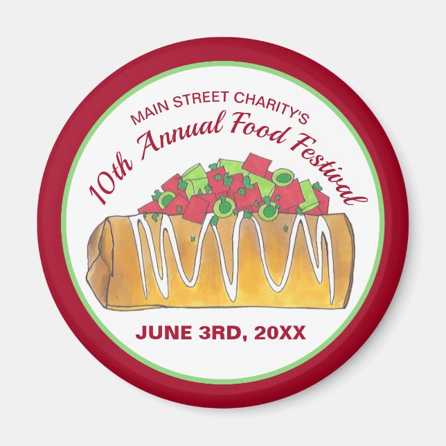 Mexikanska Tex Mex Food Festival Chimichanga Magnet (Framsidan)