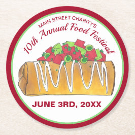 Mexikanska Tex Mex Food Festival Chimichanga Underlägg Papper Rund