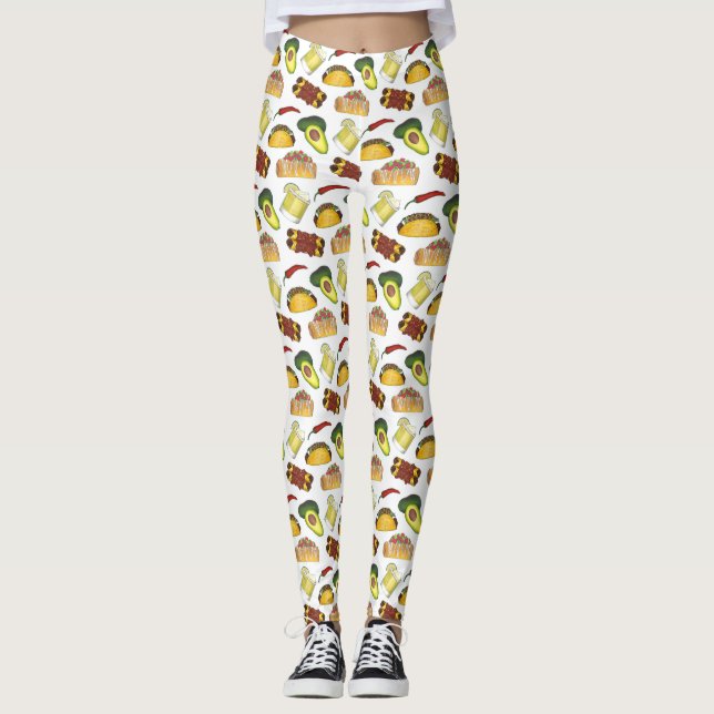 Mexikanska Tex Mex Food Taco Enchilada Chimichanga Leggings (Framsida)