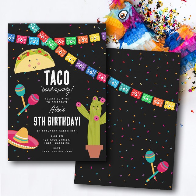 Mexikanska Theme Fiesta - Taco Bout a Party Birthd Inbjudningar (Mexican Theme Fiesta - Taco Bout a Party Birthday Invitation)