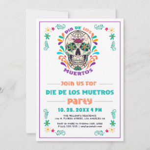 Mexikanska Vibe Day of the dead, Dia De Los Muerto Inbjudningar