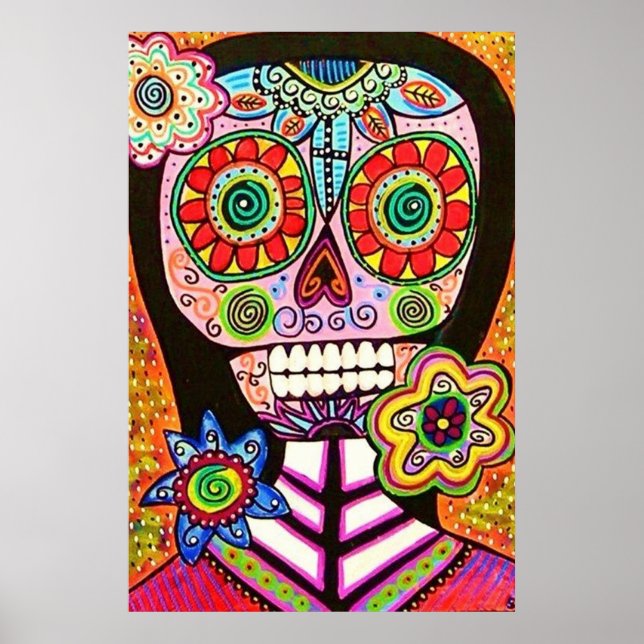 Mexikanska Woman Rosa Sugar Skull Poster (Framsidan)