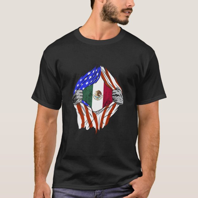 Mexikanskt amerikanskt USA flagga-mexikanskt Pride T Shirt (Framsida)