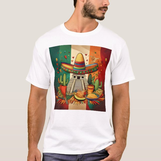 Mexikanskt arv och Fiesta Artwork T Shirt (Framsida)