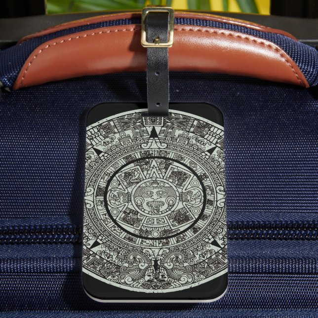Mexikanskt aztec Sol Stone Mayan Calendar 1 Bagagebricka (Framsida Insitu 2)