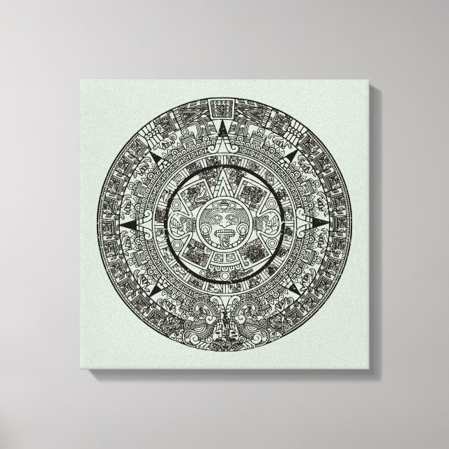 Mexikanskt aztec Sol Stone Mayan Calendar 1 Canvastryck (Framsida)
