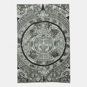 Mexikanskt aztec Sol Stone Mayan Calendar 1 Kökshandduk