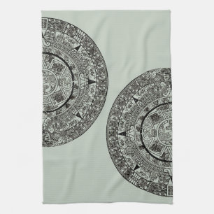Mexikanskt aztec Sol Stone Mayan Calendar 1 Kökshandduk