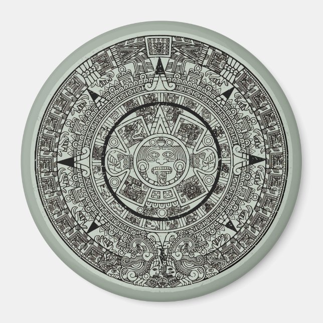 Mexikanskt aztec Sol Stone Mayan Calendar 1 Magnet (Framsidan)