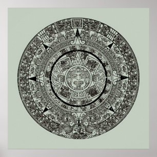 Mexikanskt aztec Sol Stone Mayan Calendar 1 Poster