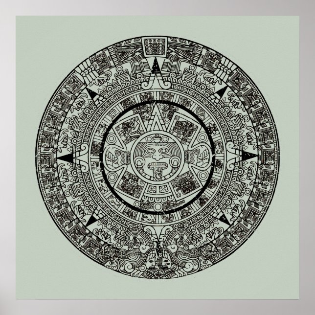 Mexikanskt aztec Sol Stone Mayan Calendar 1 Poster (Framsidan)