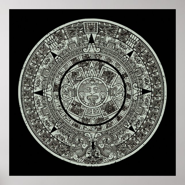 Mexikanskt aztec Sol Stone Mayan Calendar 1 Poster (Framsidan)
