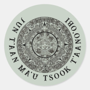 Mexikanskt aztec Sol Stone Mayan Calendar 1 Runt Klistermärke