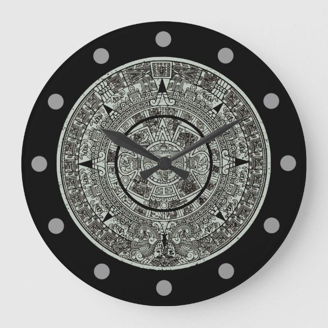 Mexikanskt aztec Sol Stone Mayan Calendar 1 Stor Klocka (Framsida)