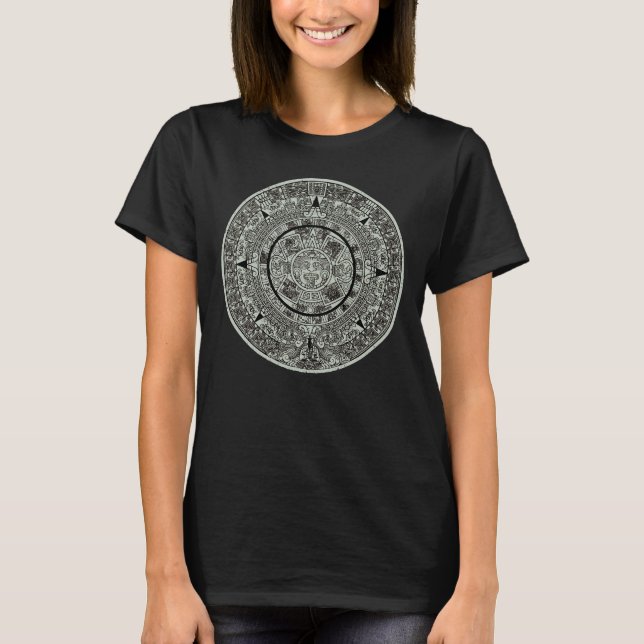 Mexikanskt aztec Sol Stone Mayan Calendar 1 T Shirt (Framsida)