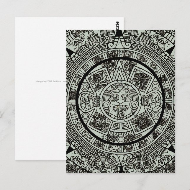 Mexikanskt aztec Sol Stone Mayan Calendar 1 Vykort (Fram/baksida)
