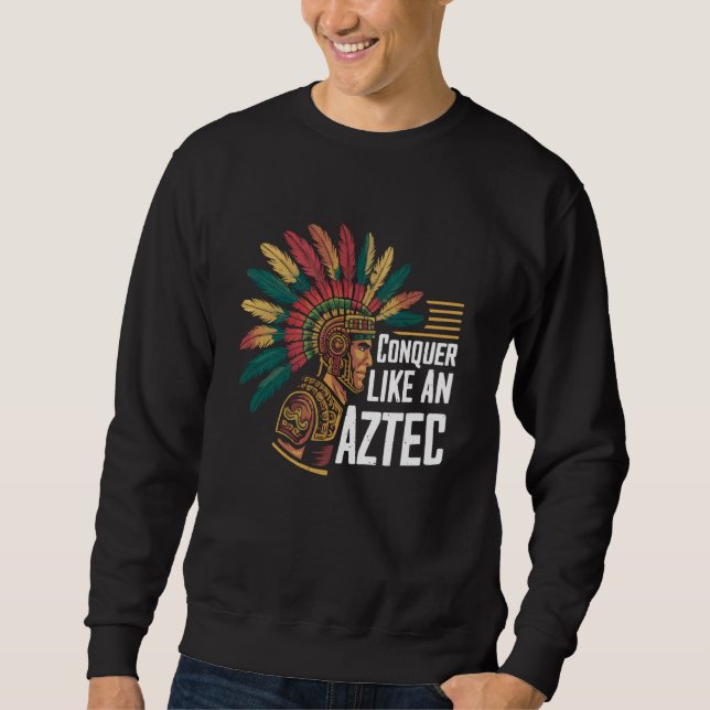 Mexikanskt aztec Warrior Aztec Culture Mayan Indig Lång Ärmad Tröja (Framsida)