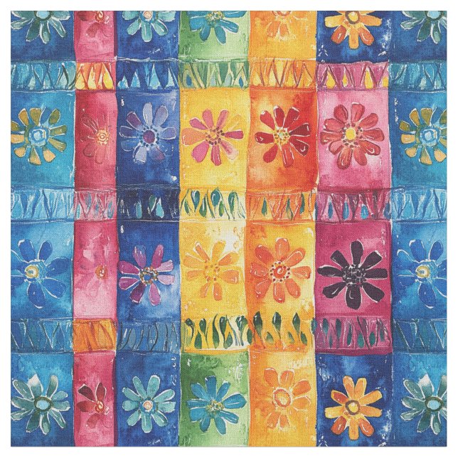 Mexikanskt Blommönster-sömlös papel Picado Tyg (Närbild)