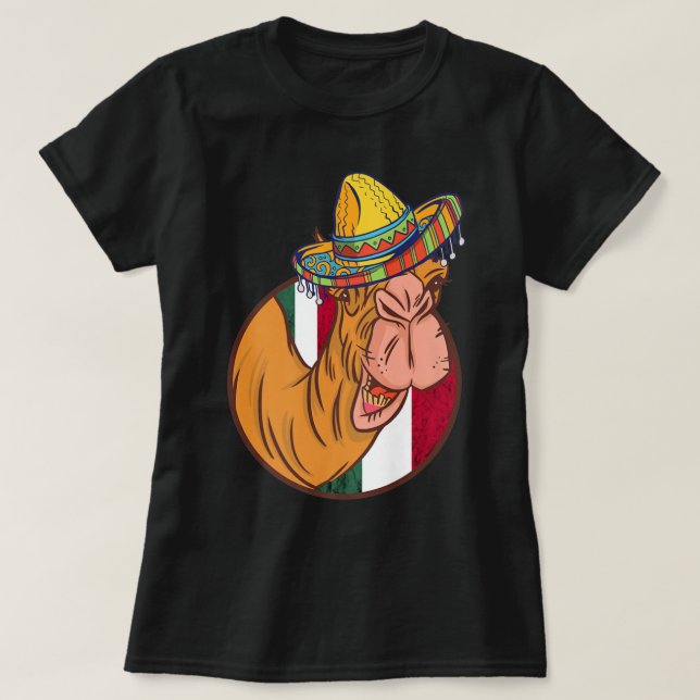 Mexikanskt Camel Hat Sombrero Funny Camel Life Mex T Shirt (Design framsida)