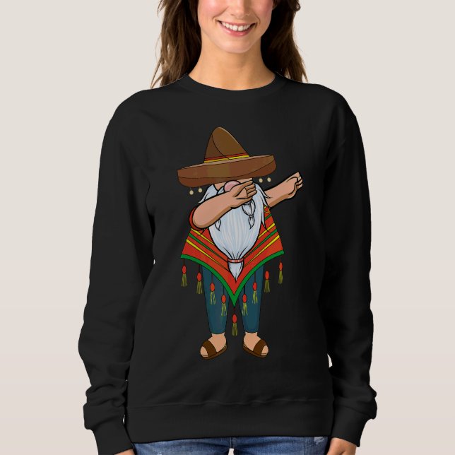 Mexikanskt Dabbing Gnome Cinco De Mayo Poncho Somb T Shirt (Framsida)