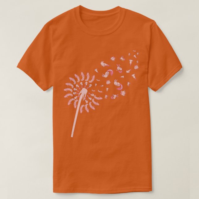 Mexikanskt djur Amphibian Dandelion Axolotl T Shirt (Design framsida)