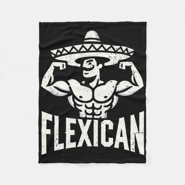 Mexikanskt funny Flexican Bodybuilding Flexing Mus Fleecefilt (Framsidan)