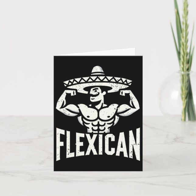 Mexikanskt funny Flexican Bodybuilding Flexing Mus Kort (Framsida)