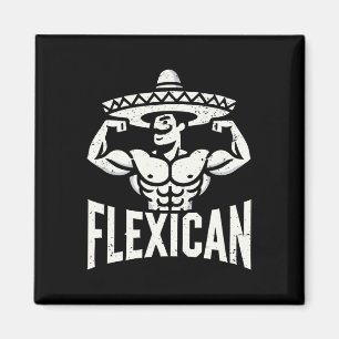 Mexikanskt funny Flexican Bodybuilding Flexing Mus Magnet