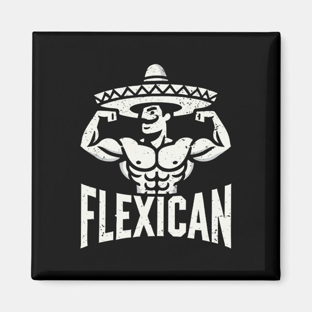 Mexikanskt funny Flexican Bodybuilding Flexing Mus Magnet (Framsidan)