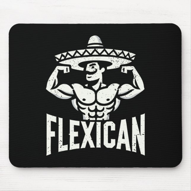 Mexikanskt funny Flexican Bodybuilding Flexing Mus Musmatta (Framsidan)