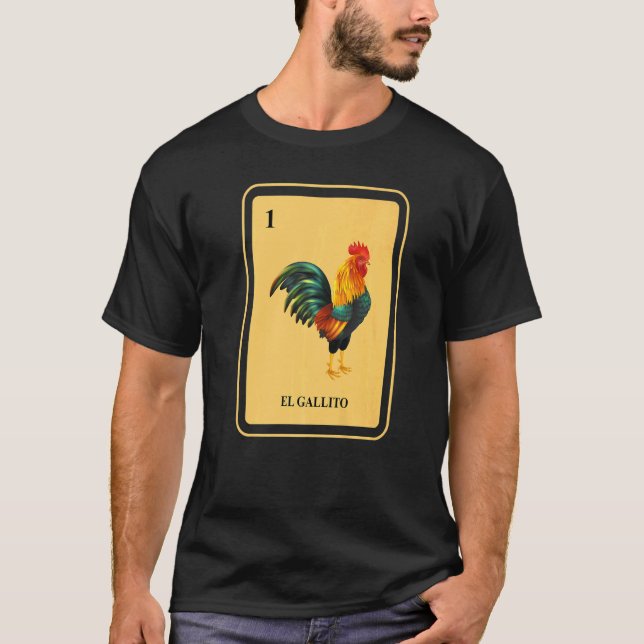 Mexikanskt  gallito Traditional Tupp Bingo-kort T Shirt (Framsida)
