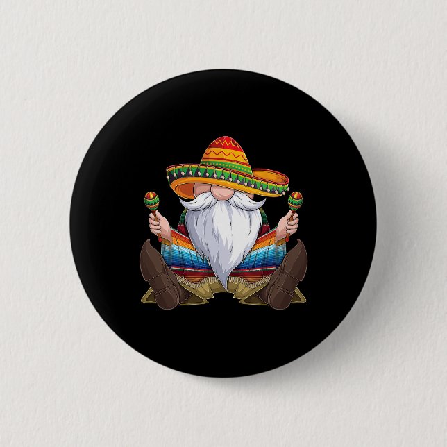 Mexikanskt Gnome Cinco De Mayo Serape Poncho Manar Knapp (Framsida)