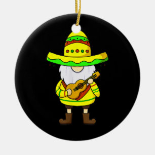 Mexikanskt Gnome Cinco De Mayo Sombrero Guitar gno Julgransprydnad Keramik