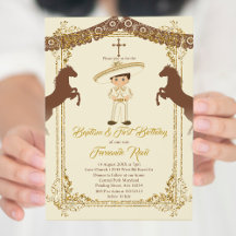Mexikanskt Guld Brown Fiesta Boy Baptism Christeni
