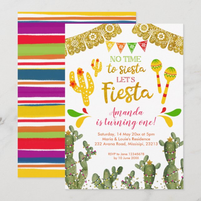Mexikanskt ingen tid till Siesta Vuxen Birthday Inbjudningar (Fram/baksida)