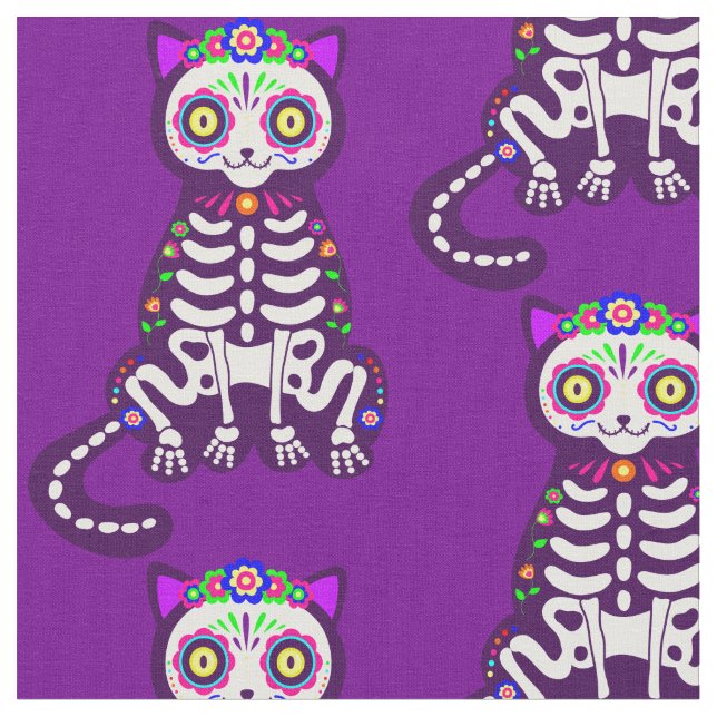 mexikanskt korskoppande kattskeleton folklore tyg (Närbild)