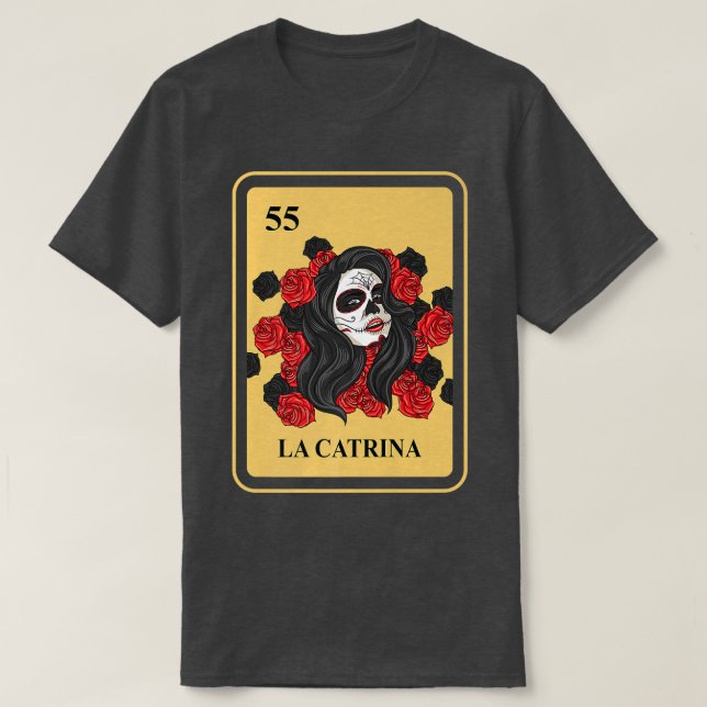 Mexikanskt La Catrina Bingo Card-spel traditionell T Shirt (Design framsida)