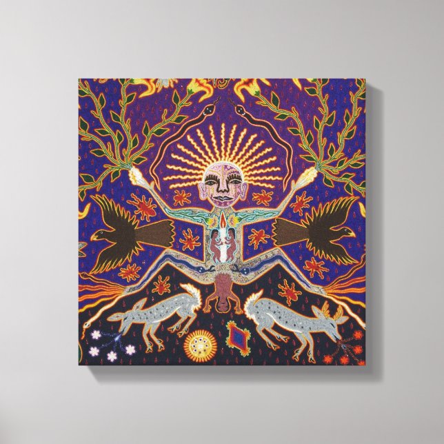 Mexikanskt Mayan Aztec Goddess Ethnic Tribal Art B Canvastryck (Framsida)