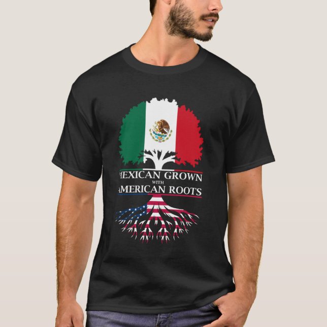 Mexikanskt odlat med amerikanska rötter t shirt (Framsida)